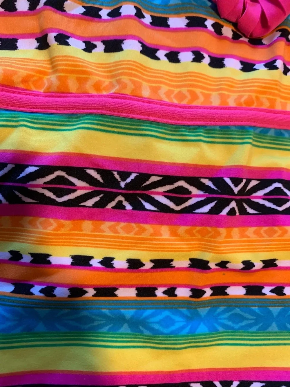Jantzen Pink Fringe Multi-Color Stripe Tankini Bikini Set